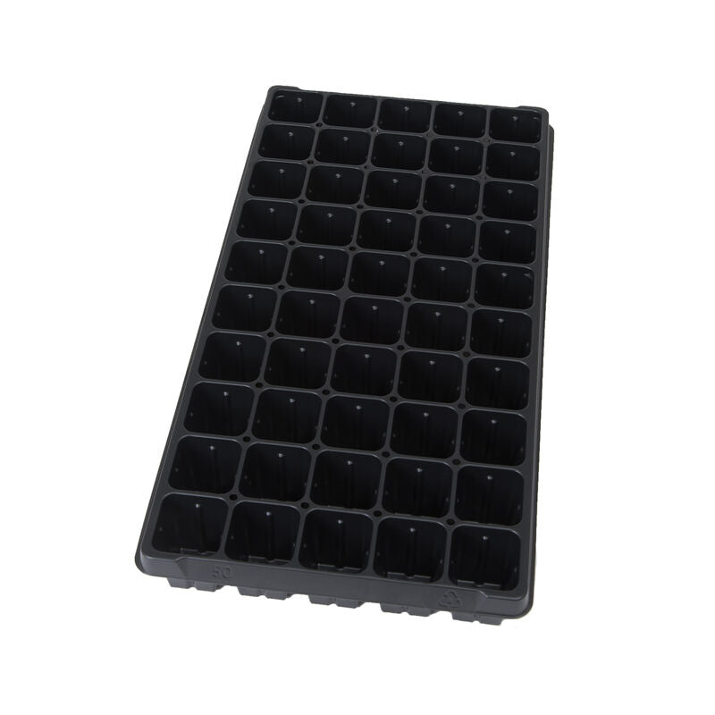 50-cell flats are recommended for tomatoes, melons, squash, cucumbers, and for growing larger flowers, herbs, and other vegetables. With drainage holes. Cells are 2 inches x 2 inches x 2 1/2 inches deep.


Trays are made from BPA food safe recycled plastic. They are wider at the top and taper down a bit to allow for easier removal of seedlings.

Use a bottom tray to water the seeds in the pots so you do not dislodge the seed by top watering. With our germination mix, the right amount of water will be absorb