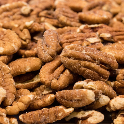 Butter roasted and flavored pecans are made in small batches to insure quality and freshness.

Orchard fresh pecans are roasted and then we add just the right amount of our special Sea Salt.