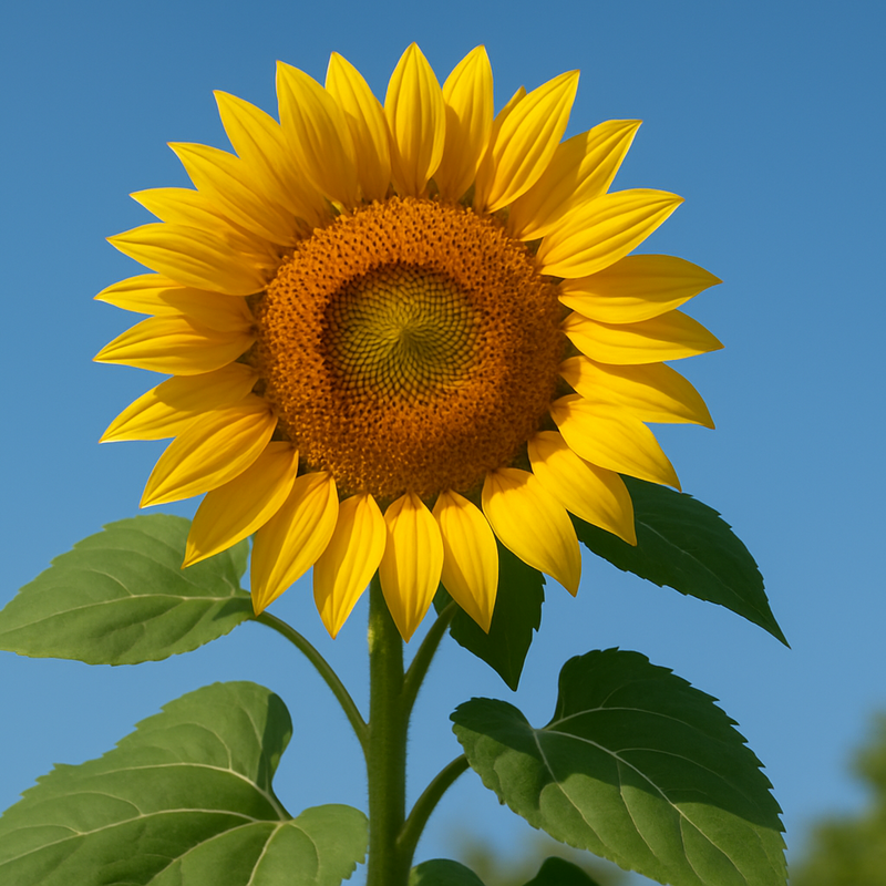 Sunflower against a clear blue sky