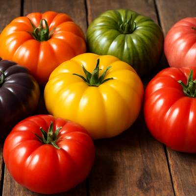 image of a group of beefsteak tomatoes of different colors