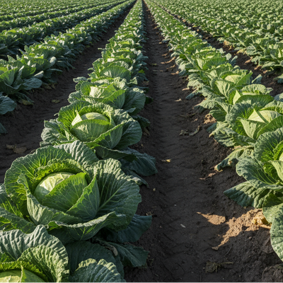 green cabbage in the field